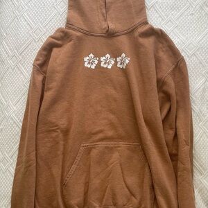 PacSun Brown Hoodie with White Floral Design